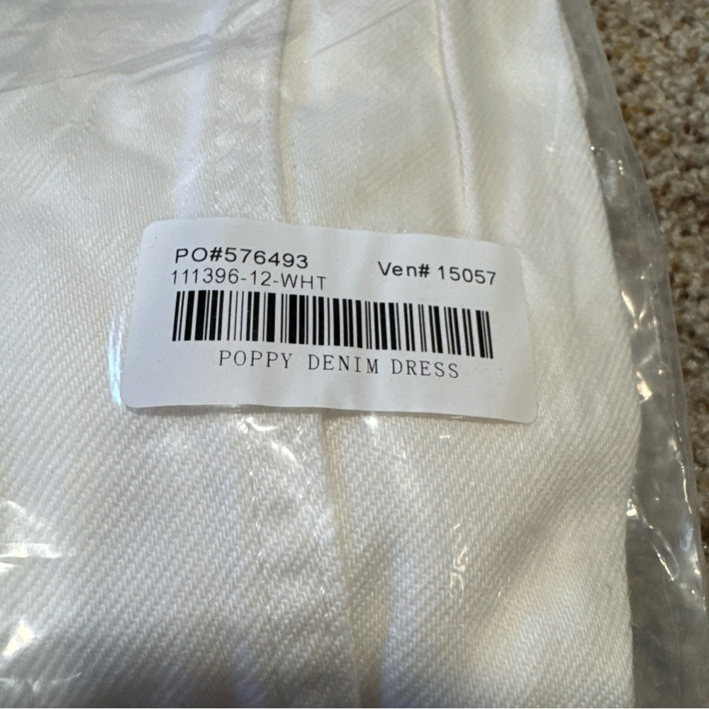 NWT Sundance Poppy Denim Dress Sleeveless Belted 100% Cotton Sz 12 white denim - Picture 7 of 7